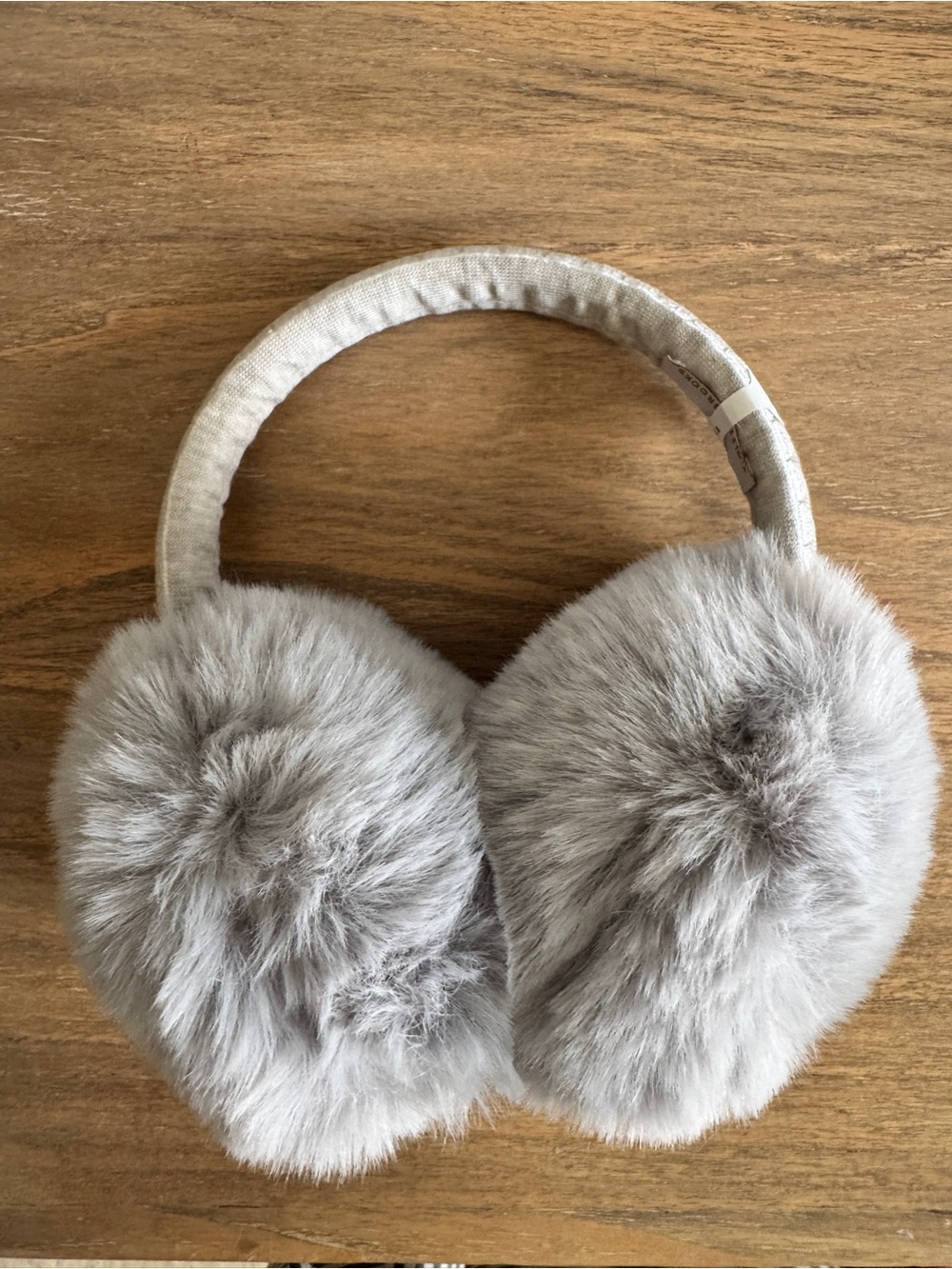 Anthropologie Violet Brooks Plush Faux-Fur Earmuffs Light Gray - Cozy Winter